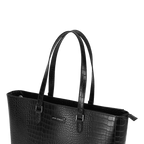 Black textured tote bag on a white background