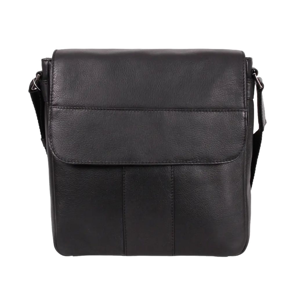 Gino Ferrari Marlow Leather Messenger Bag in black
