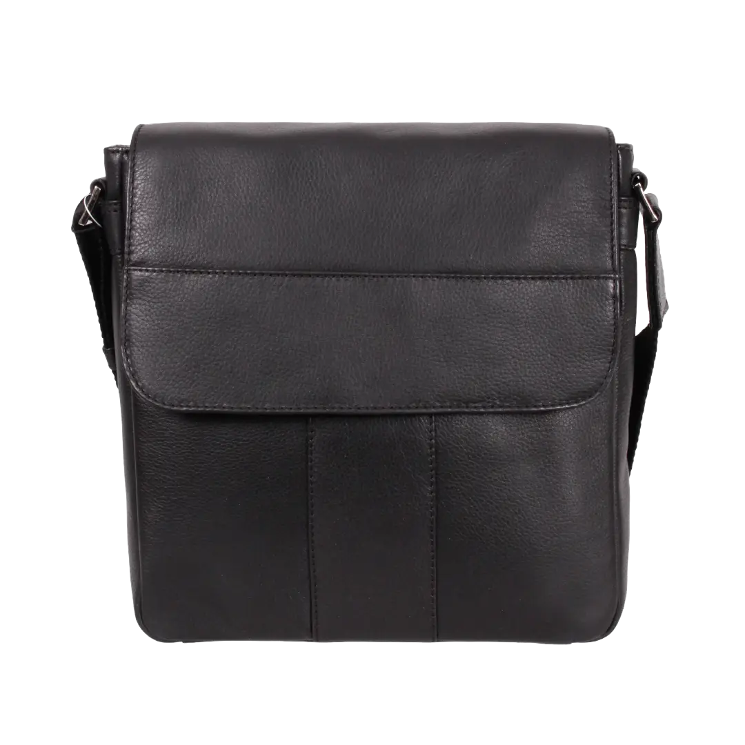 Gino Ferrari Marlow Leather Messenger Bag in black