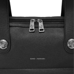 Black handbag with Gino Ferrari branding on a white background