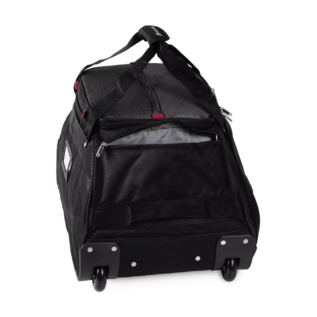 Black rolling holdall on a white background