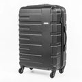Black suitcase with a textured surface on a white background