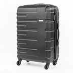 Black suitcase with a textured surface on a white background