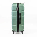 Green suitcase with a textured surface on a white background