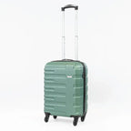 Full sized image of a green cabin-sized suitcase with the handle pulled up.