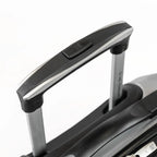 Close-up of a suitcase handle on a white background