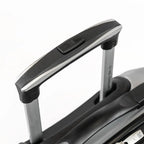 Close-up of a suitcase handle on a white background