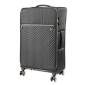 Gray suitcase with a chevron pattern on a white background