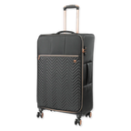 Black suitcase with a chevron pattern on a white background