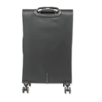 Black suitcase with wheels on a white background