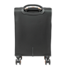 Black suitcase with wheels on a white background