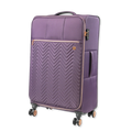 Purple suitcase with a chevron pattern on a white background
