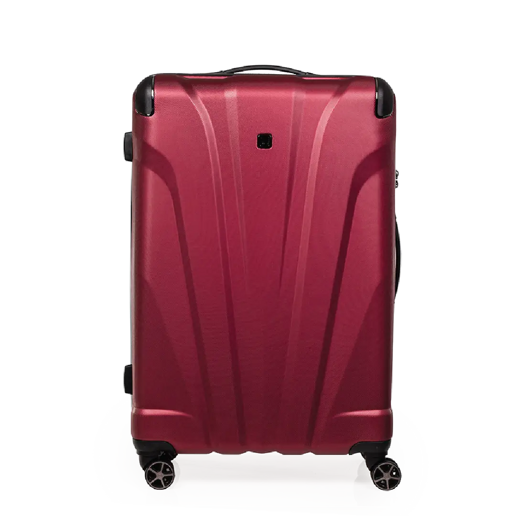 Red suitcase with a white background