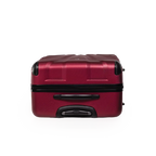 Red suitcase with black accents on a white background