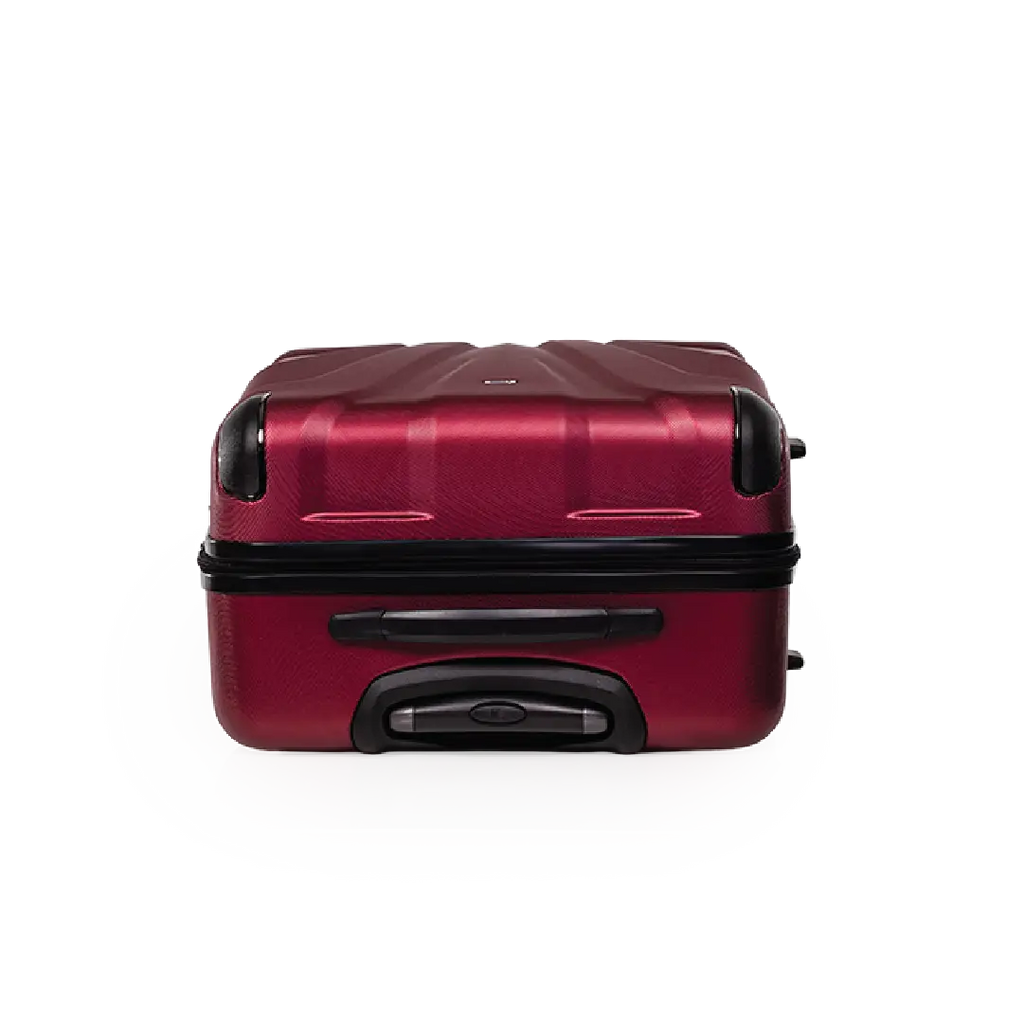 Red suitcase with black accents on a white background