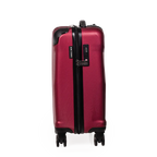 Red suitcase with black zipper on a white background