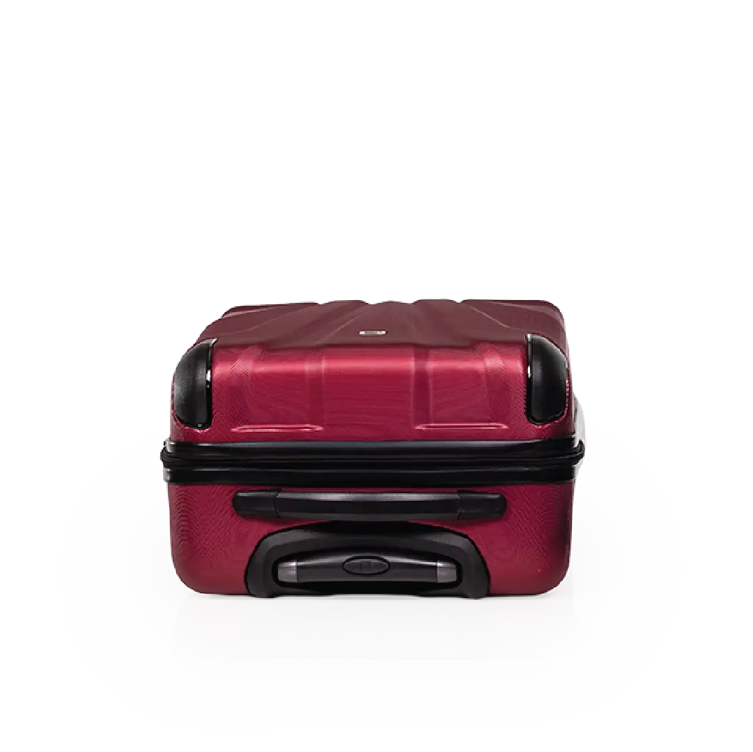 Red suitcase with black accents on a white background