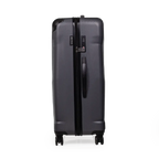 Black suitcase with a handle on a white background