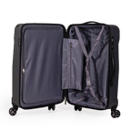 Open black suitcase with interior view on a white background
