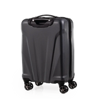 Black suitcase with wheels on a white background
