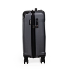 Black suitcase with a visible brand logo on a white background