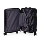 Black open suitcase on a white background
