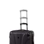 Black suitcase with a visible brand logo on a white background
