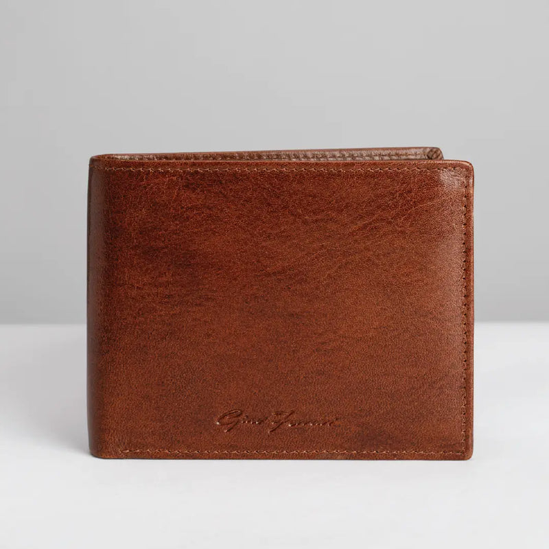 Etrusco Tan Leather Flip Wallet