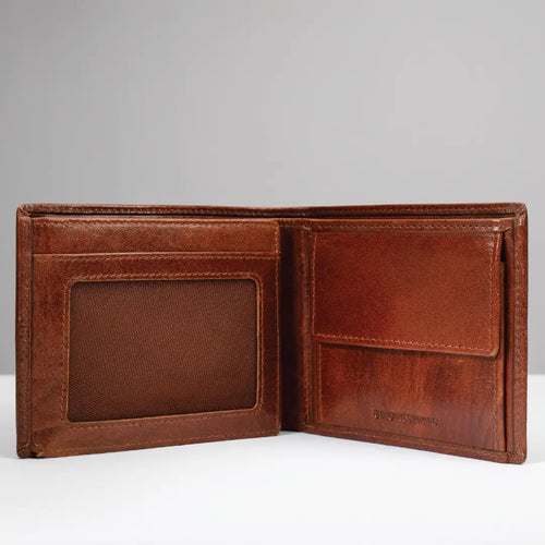 Etrusco Tan Leather Flip Wallet