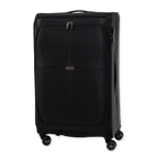 Black suitcase with wheels on a white background