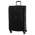 Black suitcase with wheels on a white background
