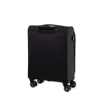 Black suitcase with wheels on a white background