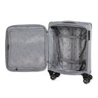 Open silver suitcase on a white background 