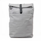 Gray roll-top backpack on a white background
