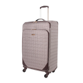 Checkered patterned suitcase on a white background