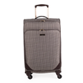 Checkered patterned suitcase on a white background