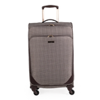 Checkered patterned suitcase on a white background
