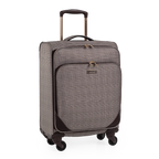Checkered suitcase with wheels on a white background