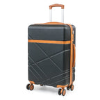 Black suitcase with orange accents on a white background