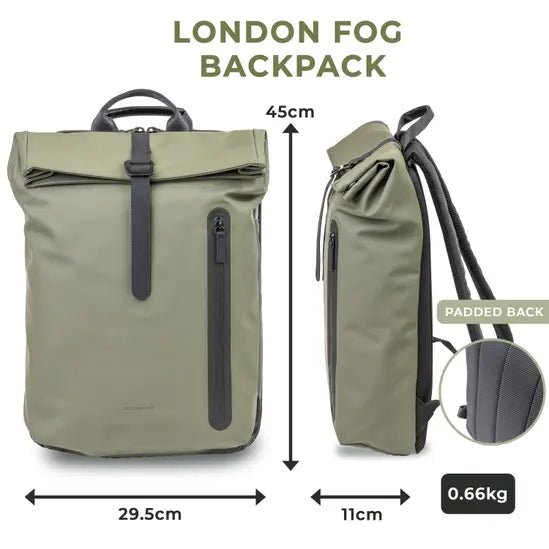 Roll-Top Weatherproof School Laptop Backpack 13.5L Office Bag Durable Rucksack