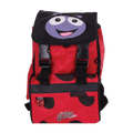 Red backpack with a ladybug design on a white background