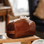 Tan Leather Wash Bag - Bags For All